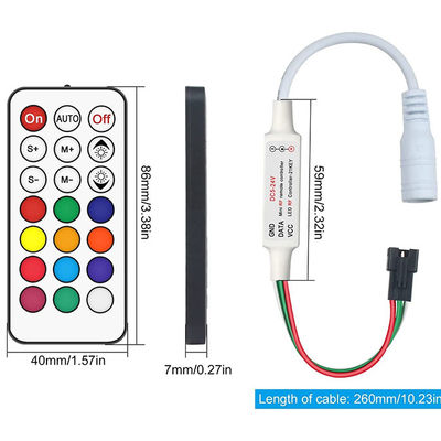 DC5 - mini 21Key LED lumières de bande rêveuses de couleur de For WS2811 WS2812B de contrôleur de lumière de 24V