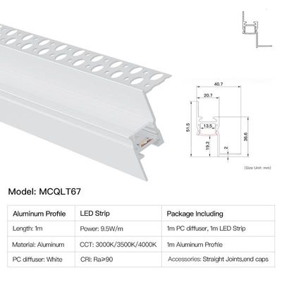 Joint en aluminium enfoncé moderne de mur du plafond LED de lumière de la Manche de LED allumant la lumière de bande de 9.5W/M Aluminum Profile Linear