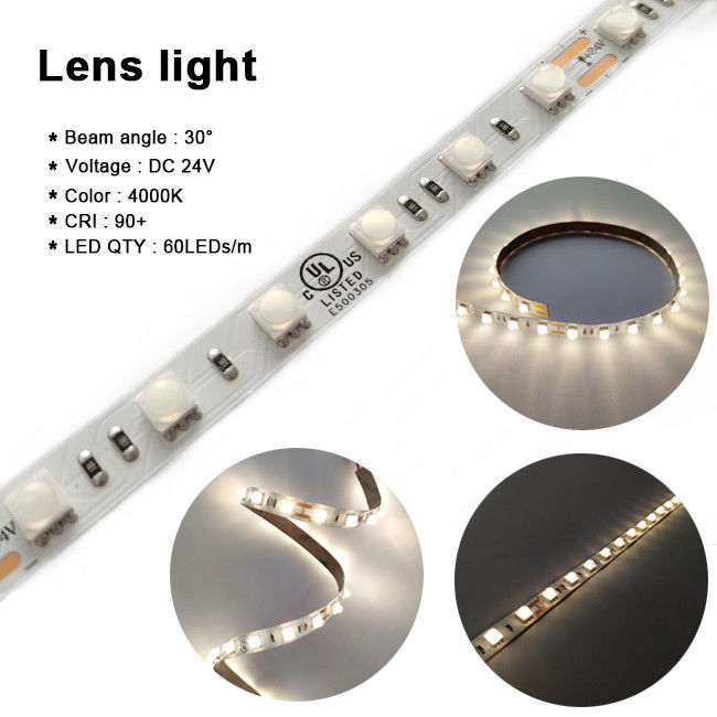 La lentille Smd flexible 5050 RVB a mené C.C 24V de la bande 60LEDs/M pour la lumière à la maison