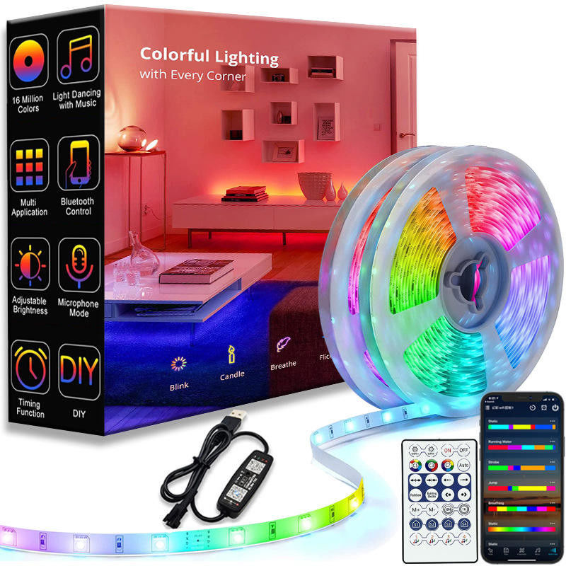 Lumières de bande de Wifi 5V Smart LED d'APPLI 5050 SMD RVB pour la fête de vacances télécommandée
